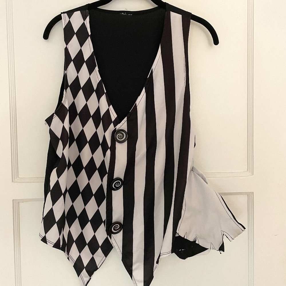 Black & White Jester Vest with Gloves & Cuff